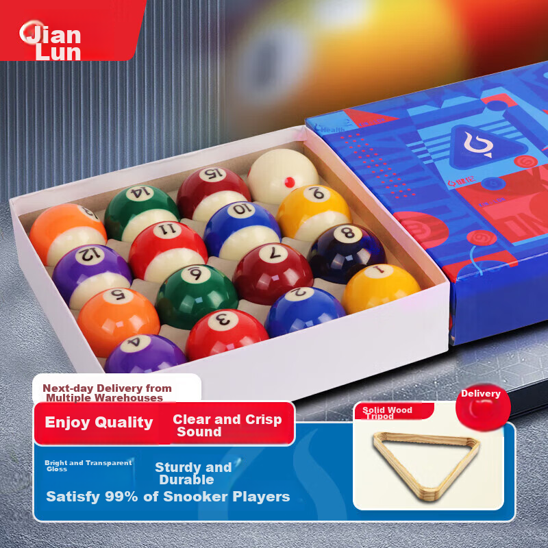 JEEANLEAN Black Eight Pool Table, American Standard Large Size Training Eight-Ball Pool Table Accessories, Black Diamond Crystal Ball 57.2mm