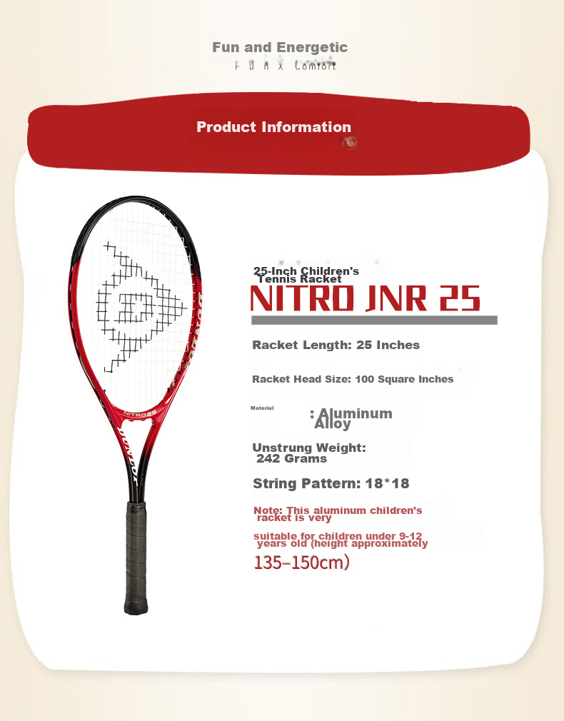 DUNLOP Tennis Racket, 25 Inches, Entry-Level Choice for Children And Teenagers, Ideal for Practice And Training, Model 10312851 2