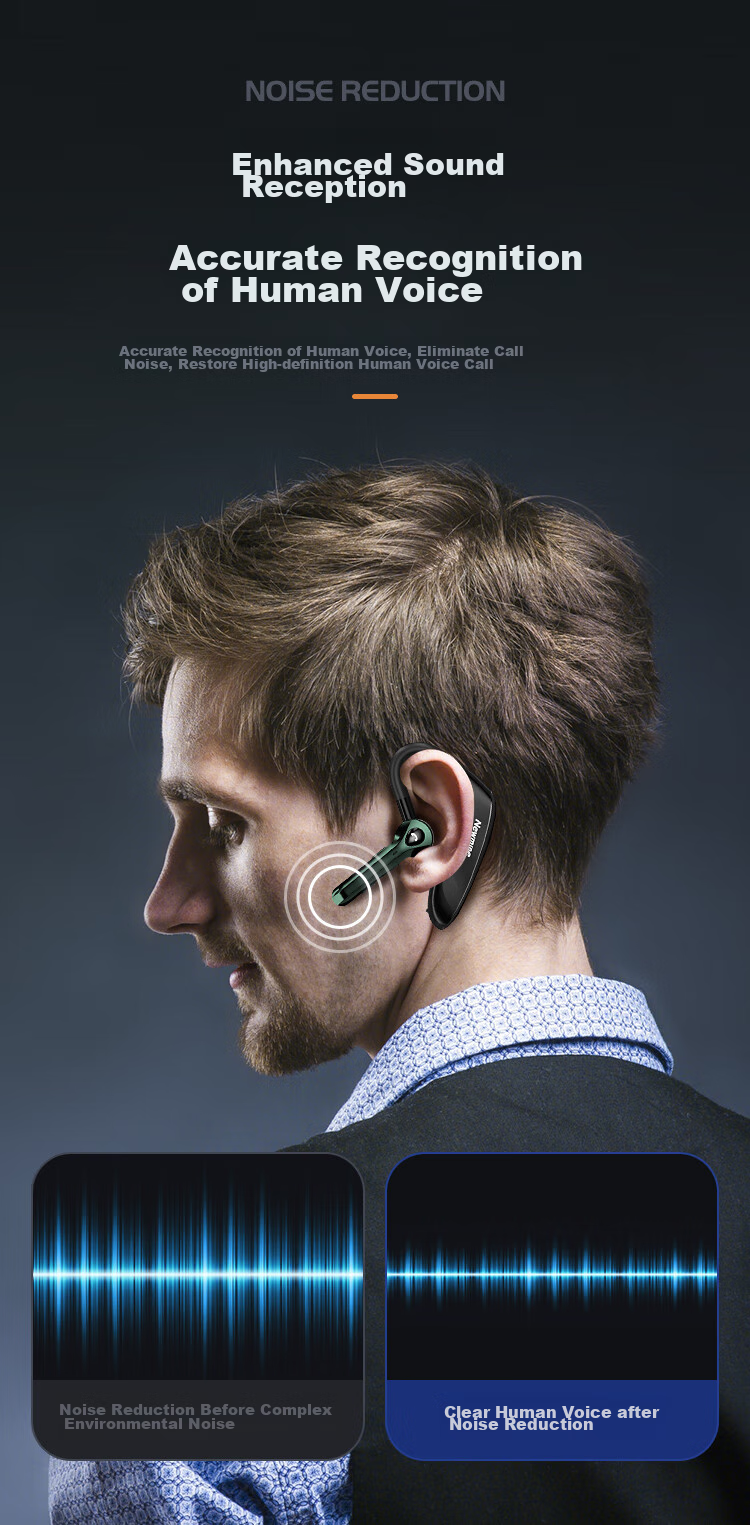 Newmine Wireless Bluetooth Earphones, Single-Ear In-Ear Or Ear-Hook Style, for Sports, Business, Car Use, Driving Headset, Compatible with Apple And Huawei, High-Definition Calling, Smart, Long Battery Life 6