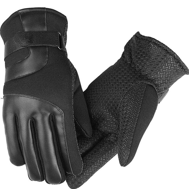 BWNK Fleece-Lined Thickened Ski Gloves for Men, Winter Warm Windproof Gloves, Motorcycle Windproof Cycling Gloves