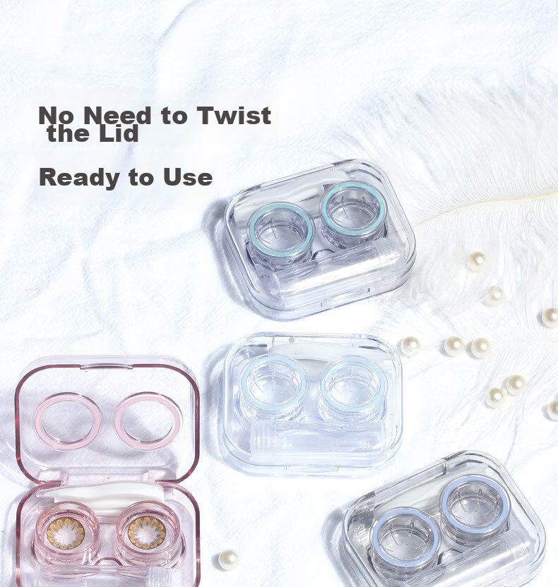 JAJALIN Contact Lens Case, Portable Beauty Box, Integrated Storage And Companion Case, Double-Linked Box, Care Kit, Sky Blue 1