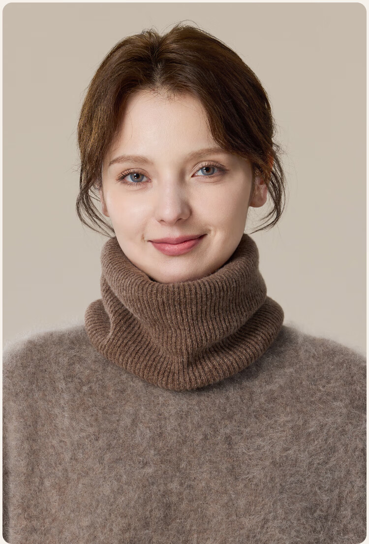 JIUMU Pure Wool Warm Neck Gaiter for Women, Autumn And Winter Thickened Cold-Proof Neck Protector, Winter Outdoor Scarf for Wome 22
