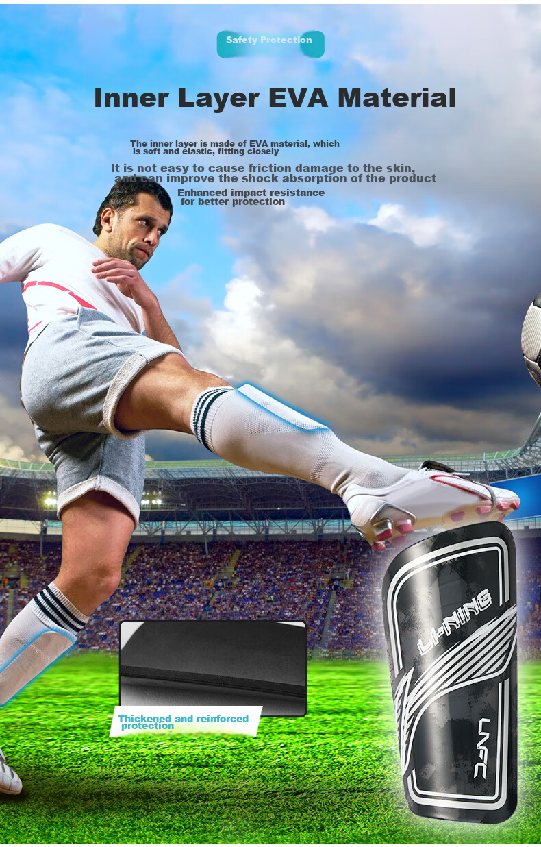 Li-Ning Soccer Shin Guards for Children And Adults, Protective Leg Guards for Competition And Training, Professional Protective Equipment for Men, Size M 4