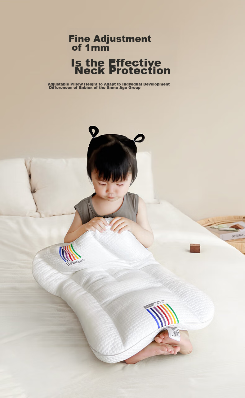 Bebebus Children's Pillow for Ages 1-3, Baby Pillow with Separate Sections for Neck And Spine Protection, Breathable And Washable, Kindergarten Pillow 7