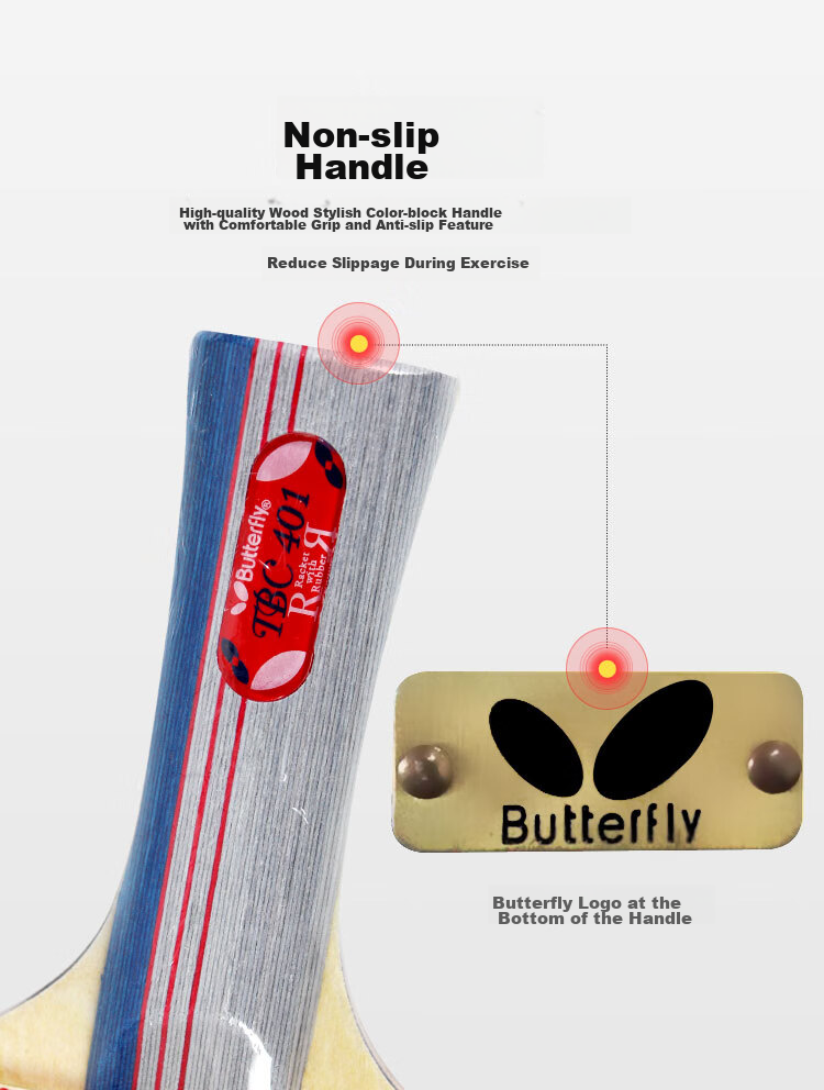 BUTTERFLY 6-Star Table Tennis Racket [Double-Sided Reverse Rubber] Professional Pure Wood Blade 601 Penhold Grip, Includes Racket Case 7