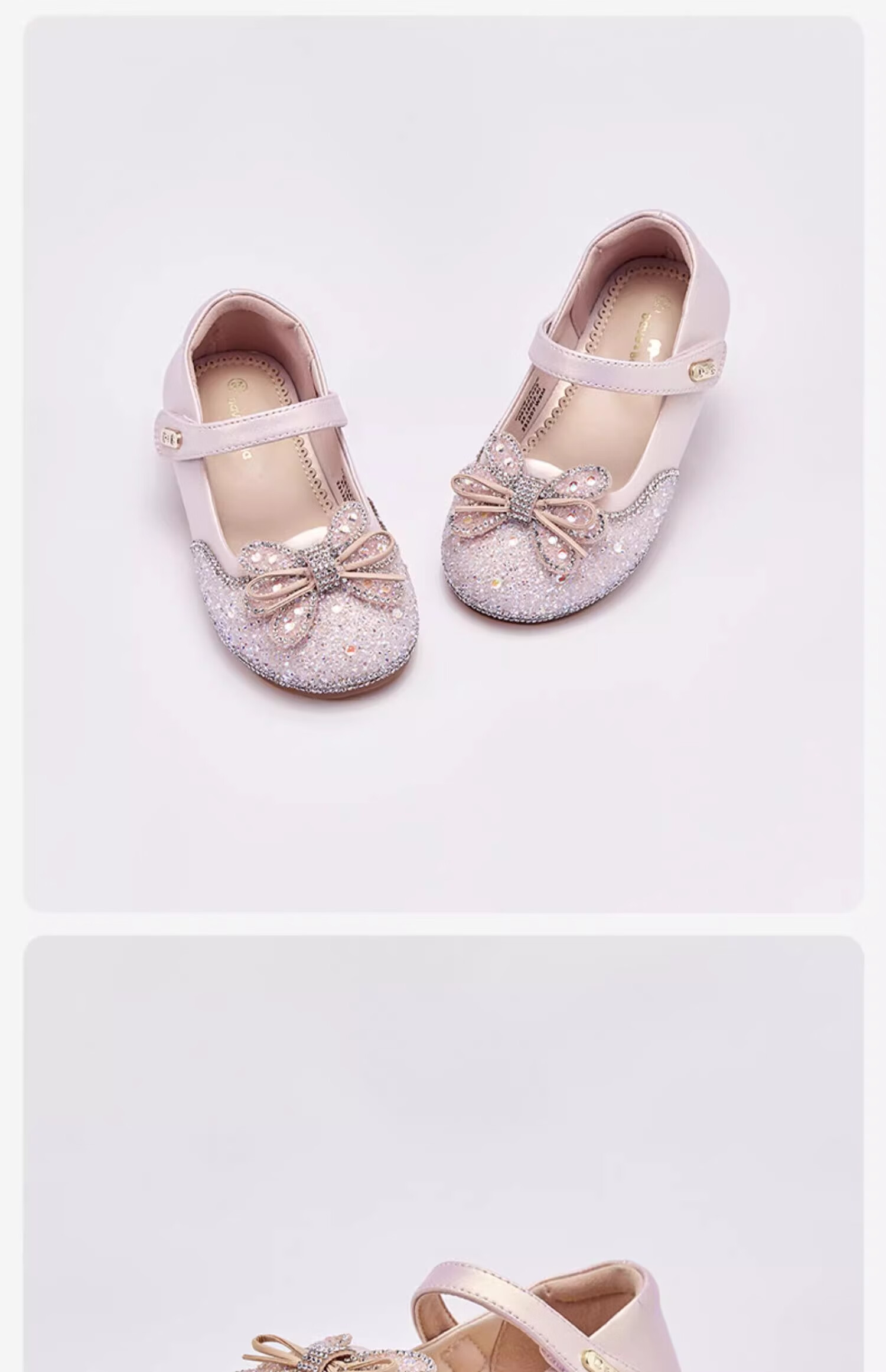 DAVE & BELLA Children's Leather Shoes, Girls' Princess Shoes, Sparkling Crystal Shoes, Spring And Autumn Baby Performance Shoes 13