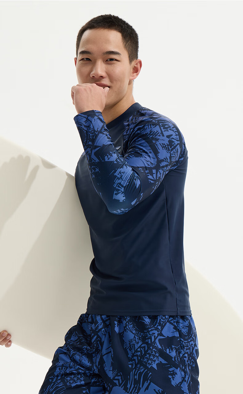 Li-Ning Men's Swimwear, Surfing Diving Suit, Long-Sleeve Quick-Dry Cold-Resistant Swimming Top, Hot Spring Seaside Vacation, 834 Blue Purple, Size M 9