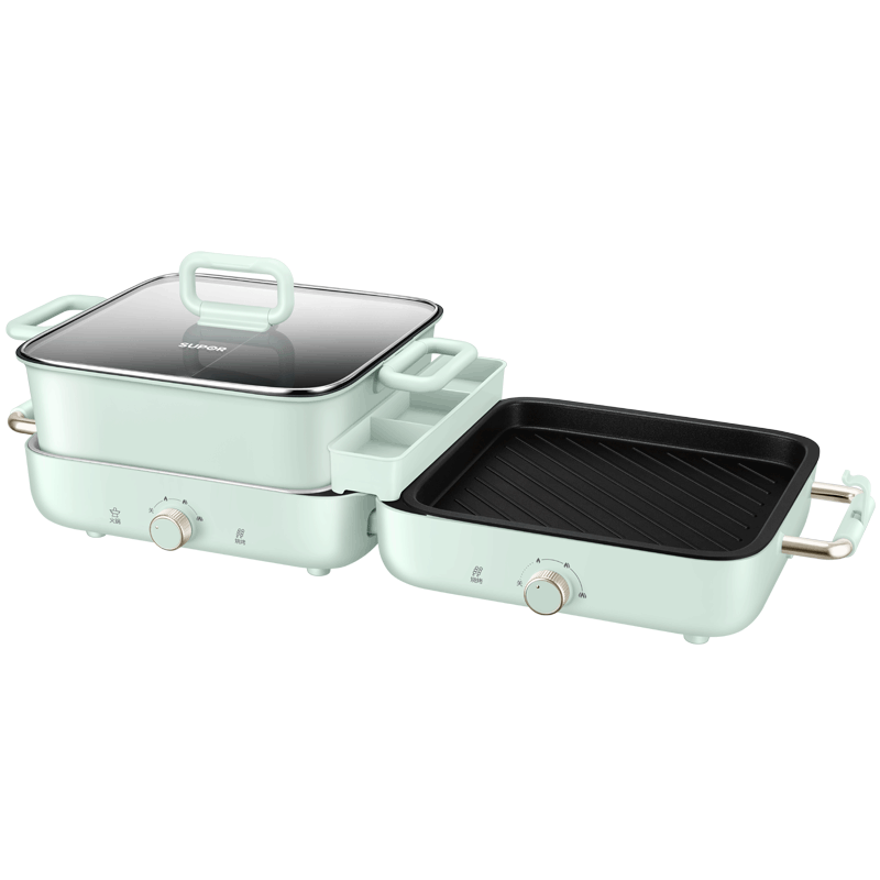 SUPOR Electric Griddle, Electric Hot Pot And Grilling All-In Multi-Functional Pot, Stacking Hot Pot Integrated Electric Grill, Foldable Hot Pot And Grilling Dual-Sided Pot GJ5025S835