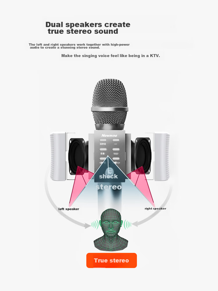 Newmine MC10 Wireless Microphone Karaoke Microphone with Built-In Sound Card, Audio Recording Mic, Little Bee Amplifier, Lectern, Bluetooth Singing Entertainment Device, Rose Gold 6