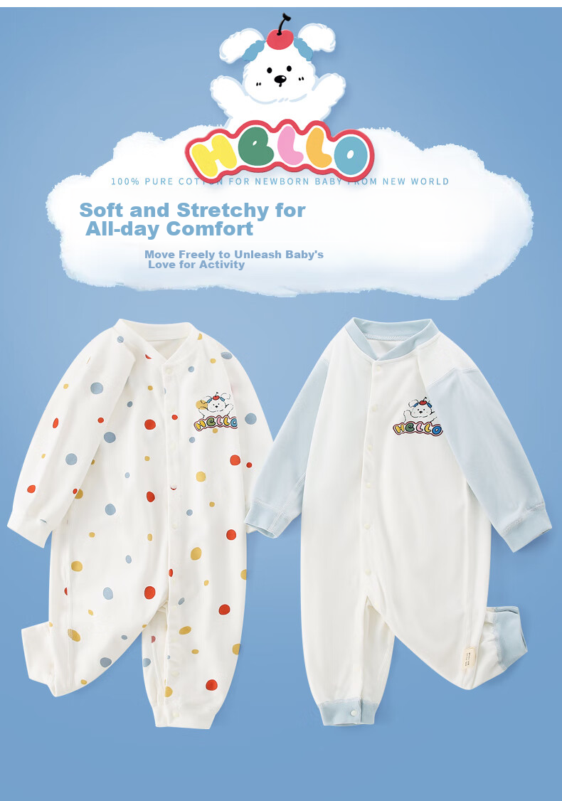 Banjvall Baby Clothes Two-Piece Set, for Boys And Girls, Spring And Summer Pure Cotton Romper, Crawling Suit, Newborn Onesie, Size 73 4