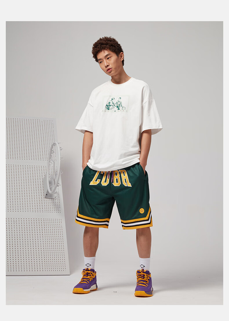 RIGORER Summer Breathable Loose Comfortable Versatile Sports Basketball Shorts Z121211688 Pure White M 11