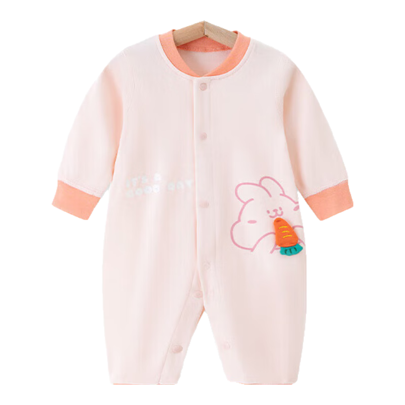 Shubeiyi Baby Clothes, Newborn Onesie, Spring And Autumn Full Moon Infant Romper, First Birthday Children's Hundred-Day Crawling Suit, Light Pink, 66CM