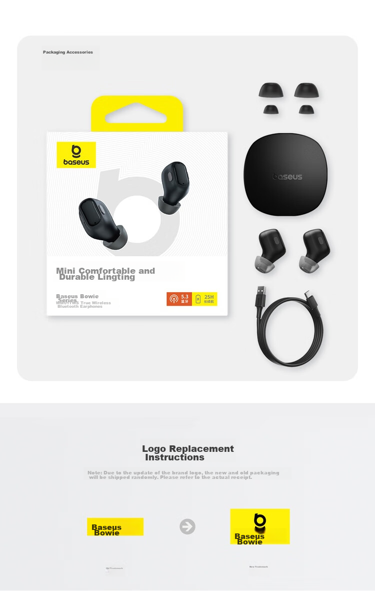 BASEUS WM01 Upgraded Version, In-Ear True Wireless Bluetooth Sleep Headphones for Music, Sports, Gaming, Calls, Noise Reduction, Low Latency, Suitable As A Gift for Apple, Huawei, Xiaomi 22