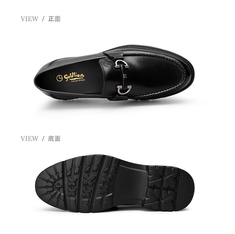 Goldlion Men's Loafers, Leather Shoes, Comfortable Slip-On Business Casual Shoes G550310452AAB - Black - Size 40 17