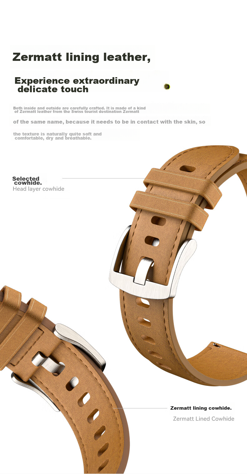 CangHua Genuine Leather Watch Strap Compatible with Xiaomi Watch 5/S5/S4/S4 Sport/S3/S2/S1/S1Pro/color2, Business Style Wristband, Black 9