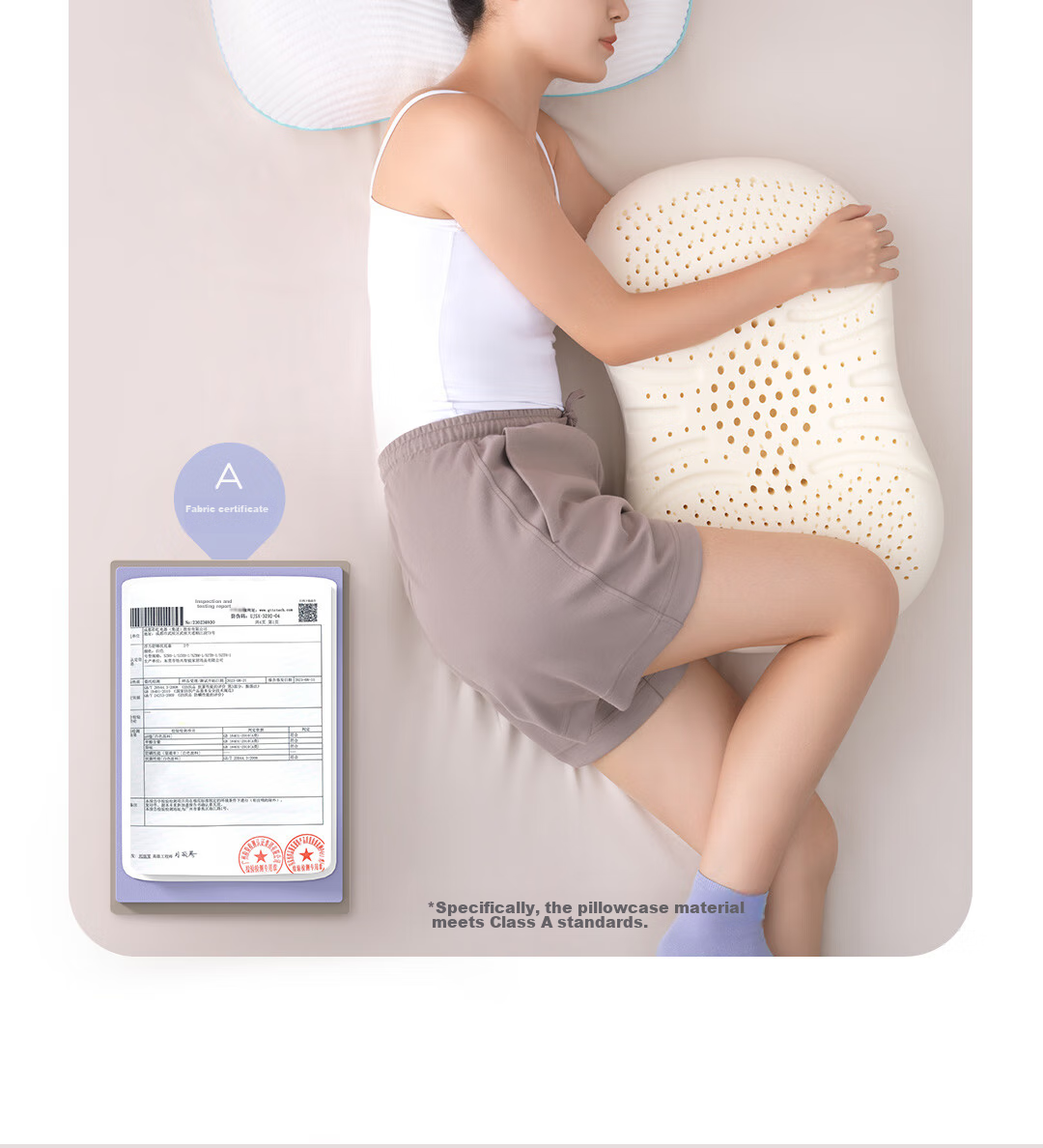Caihongyoupin Latex Pillow, Imported Natural Latex Cervical Pillow, Class A Fabric Pillowcase + Pillow Core, Cat Belly Style, ZRM-W 8