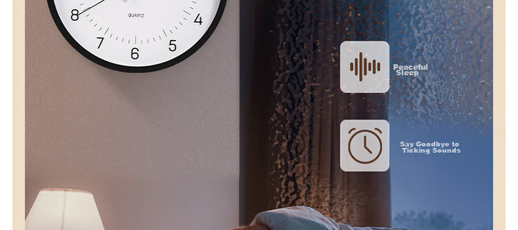Deli Simple And Stylish Wall Clock, Bedroom Living Room Time Reminder, No Drilling Required Large Dial, Black, LE402 Back-To Seaso 12