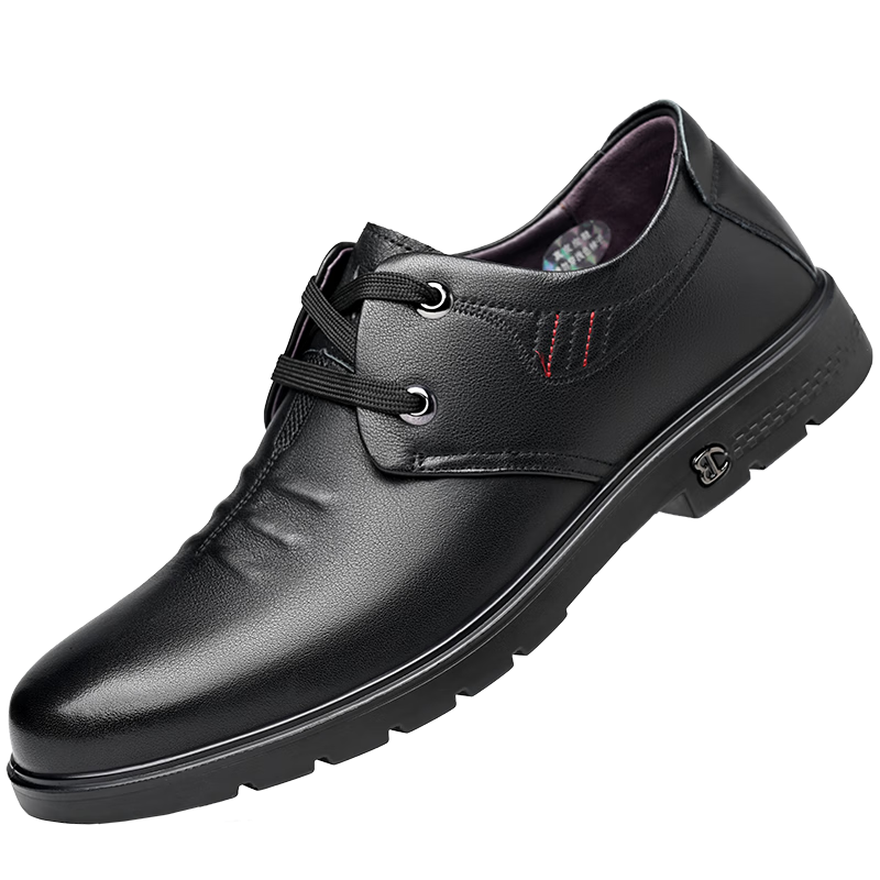 SPIDER KING Men's Leather Shoes, Business Casual Lace-Up Comfortable Versatile Middle-Aged And Elderly Dad Shoes, Black (Lace-Up), Size 43