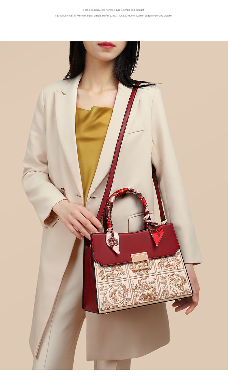 Aiqinghai Leather Handbag, Women's Bag, Large Capacity Tote Bag, Shoulder Crossbody Bag, Wedding Bag, Birthday Mother's Day Gift, Practical Present for Mom 3