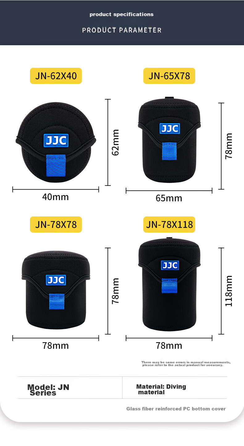 JJC Lens Bag, Storage Pouch Protective Tube, Suitable for Canon Nikon Sony Fuji Pentax Tamron DSLR Mirrorless Camera Lens Case/Tube Photography Waist Pack 5