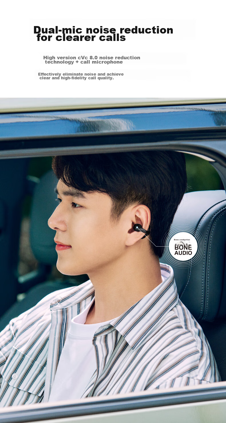 Guling EO SS900 Professional Bone Conduction Bluetooth Headphones, Clip-On Style, Sold by JD, Sports Running Open-Style Non-In Clip-On White 9