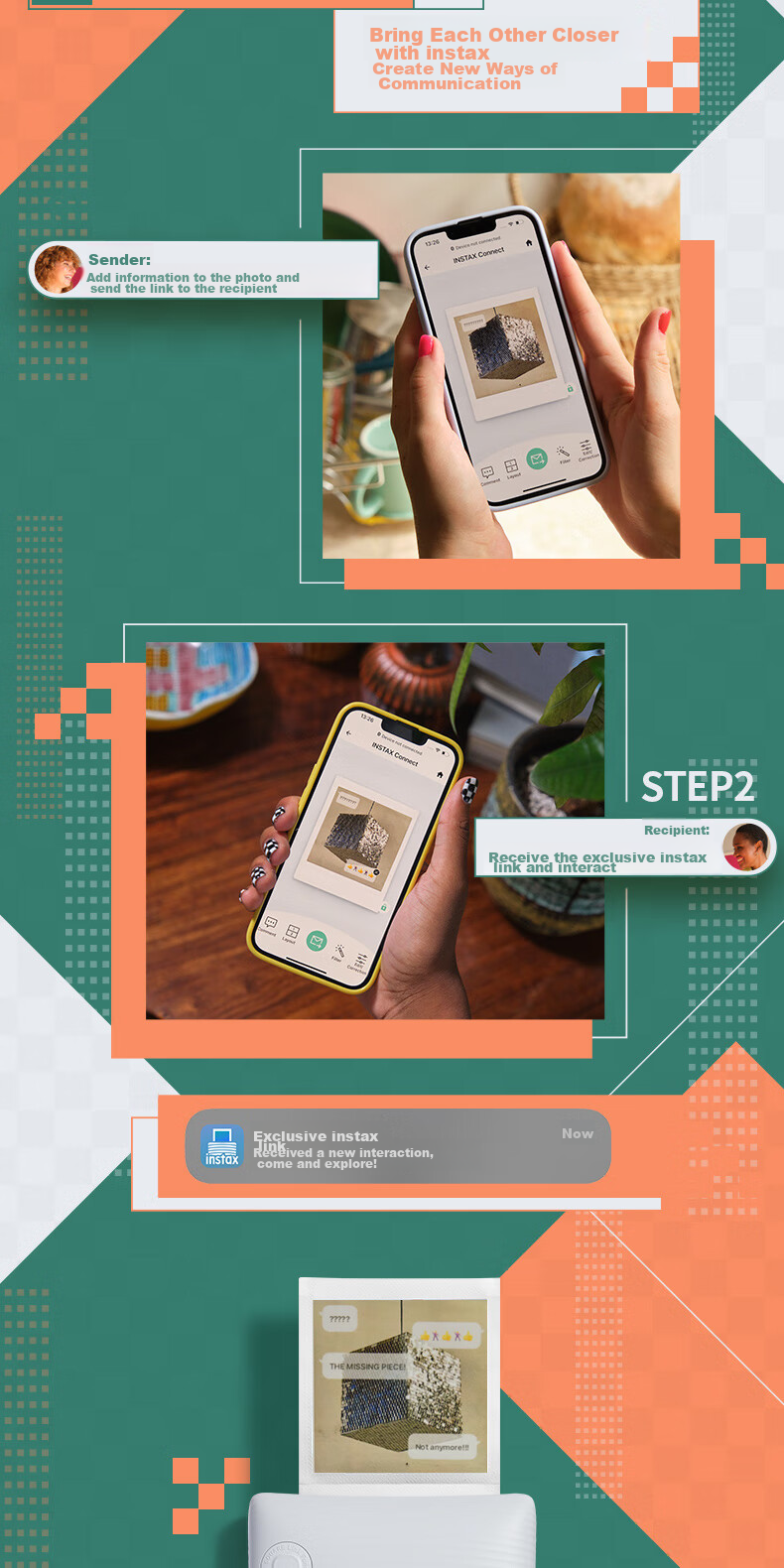 INSTAX Fuji INSTAX SQUARE Link Instant Camera, Smartphone Photo Printer, Mountain White, for Students And Home Use 7