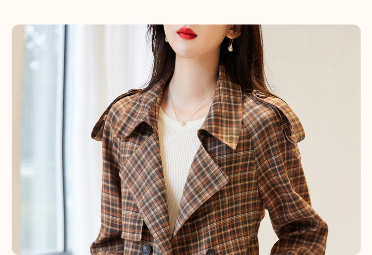 Dme [Suit Collar Trench Coat], Spring And Autumn Commuter Double-Breasted Straight Trench Coat, Women's Long Style 5