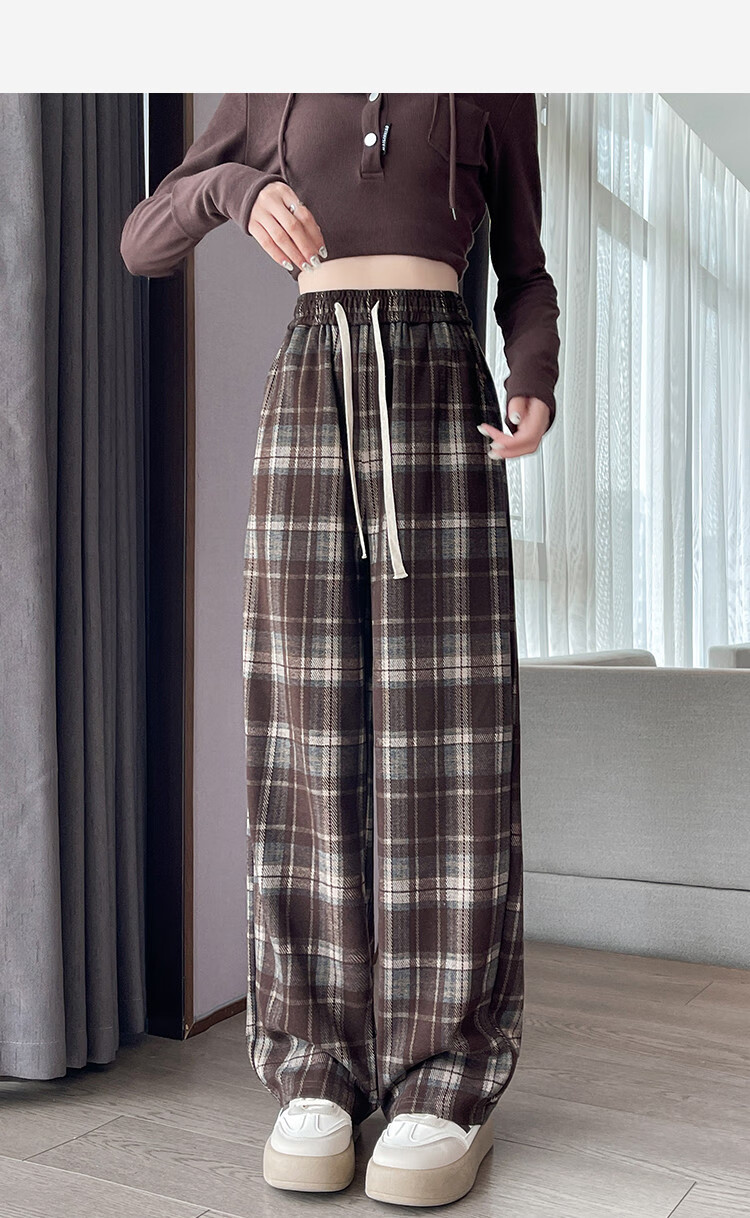 TonLion 2026 Autumn And Winter Women's Slimming Elastic-Grid Casual Pants, Loose Fit 16
