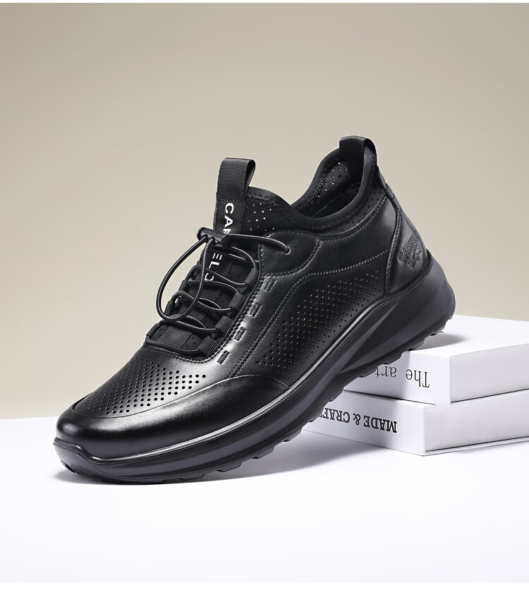 CARTELO Genuine Leather Men's Shoes, Business Casual Sports New Style for Autumn And Winter, Soft Thick-Soled Versatile Commuter Work High-End Black 30