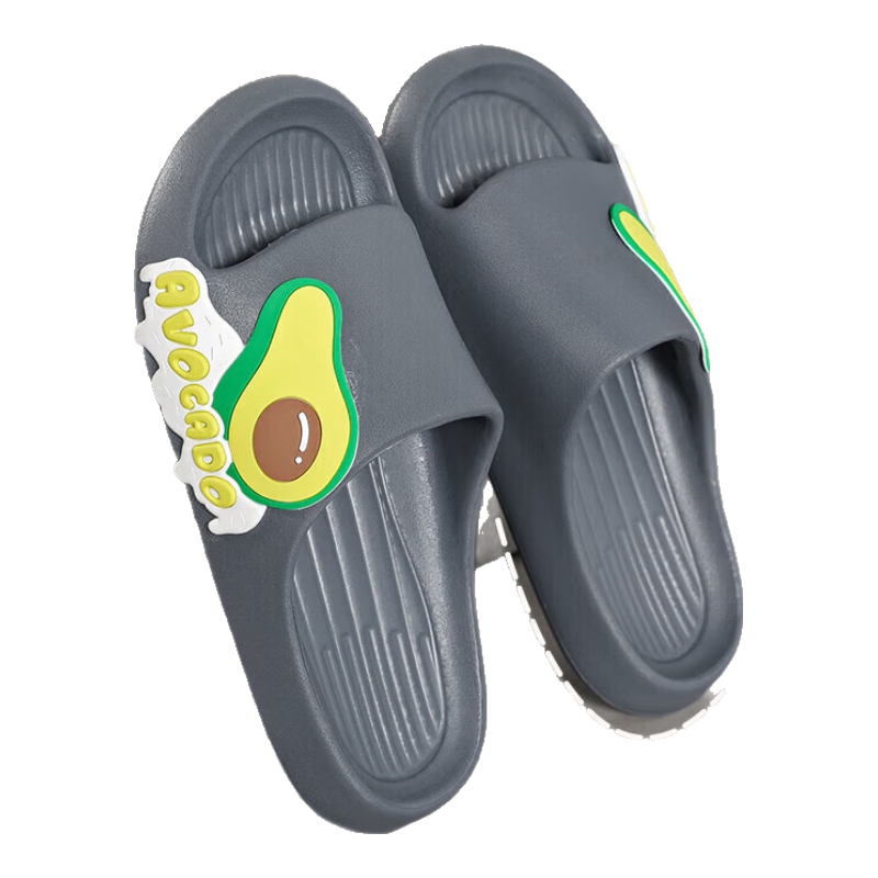 Huameijianbu Cartoon Fruit Couple Slippers, Indoor And Outdoor Bathroom Soft-Soled Sandals, HM33110 Gray, Size 44-45