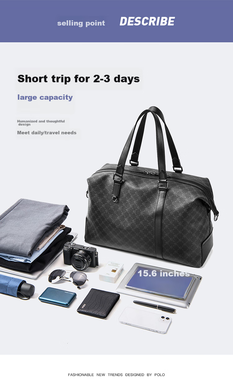 POLO Travel Bag, Men's Handbag, Shoe Compartment, Business Trip, Gym Bag, Sports Luggage Bag, Large Capacity Storage Bag 8