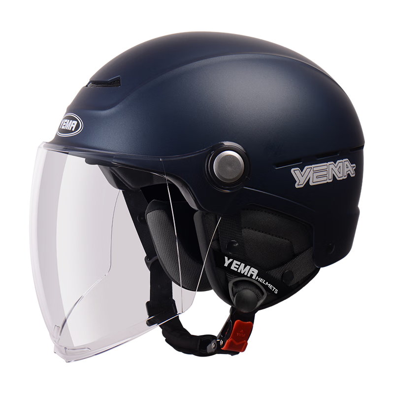 YEMA 3C Certified New National Standard Class A 365S Electric Scooter Helmet for Men And Women, Large Size, Big Head Circumference, Suitable for Summer And All Seasons, Motorcycle Safety Helmet, Pia Blue with Transparent Long Visor