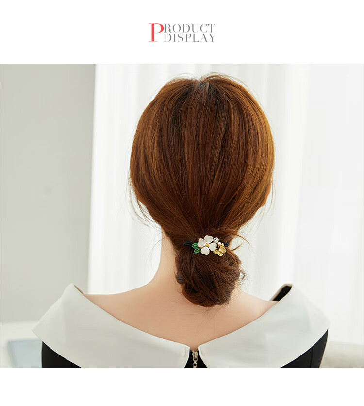 CHIMERA High-End Hair Tie, Cat's Eye Stone Four-Leaf Clover Hair Clip, Ponytail Elastic Band, Birthday Gift for Wome 10