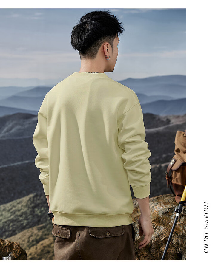 JEEP Spring And Autumn Round Neck Sweatshirt for Men, Loose Casual Sports High-End T-Shirt Top Outerwear 8