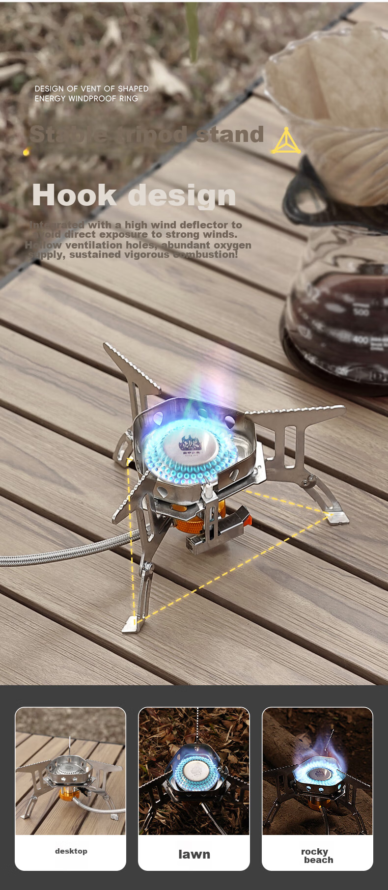 Jinyu Portable Cassette Stove Split Outdoor Windproof Burner Camping Tea Cooking Stove 7