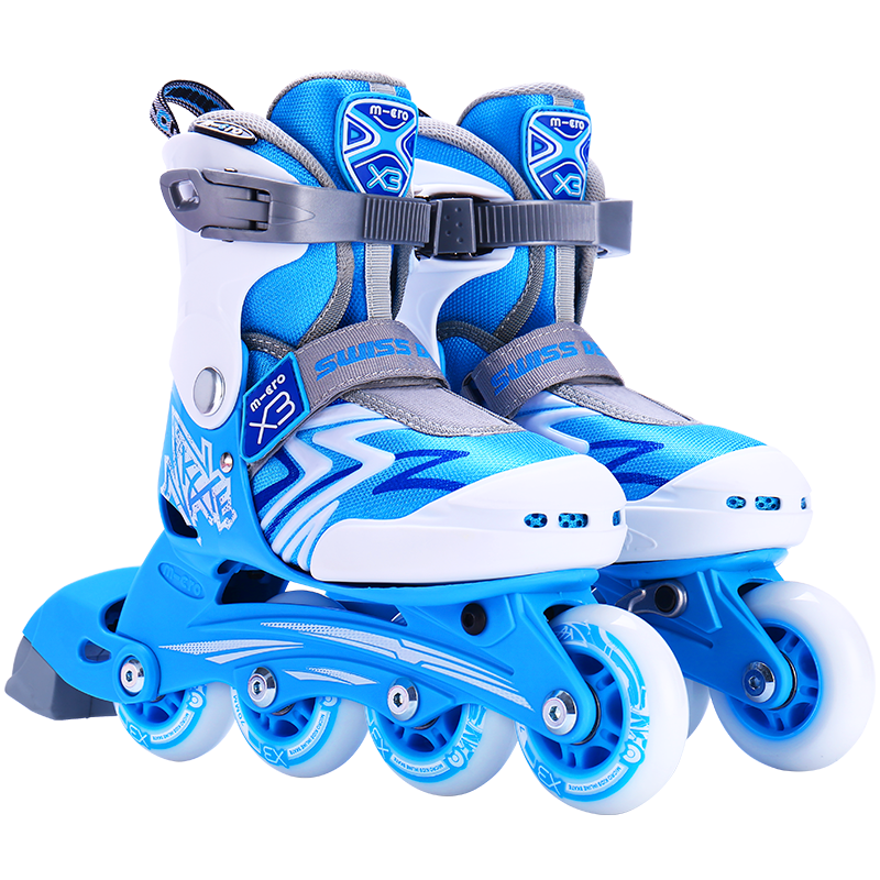 Micro Ice Skates for Children, Boys And Girls, Micro Roller Skates Suitable for Primary And Secondary School Students, X3 Blue Single Shoe Size L