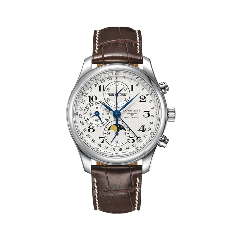 LONGINES Swiss Watch, Master Collection Chronograph, Men's Leather Strap Mechanical Watch L27734783