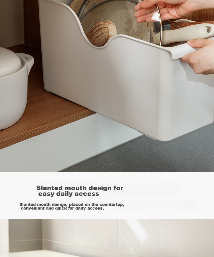 Lanjiaoluo Storage Box, Kitchen Organizer with Wheels, Cabinet Clutter Storage Basket, Under-Sink Storage Container, Slanted Opening Desig 3