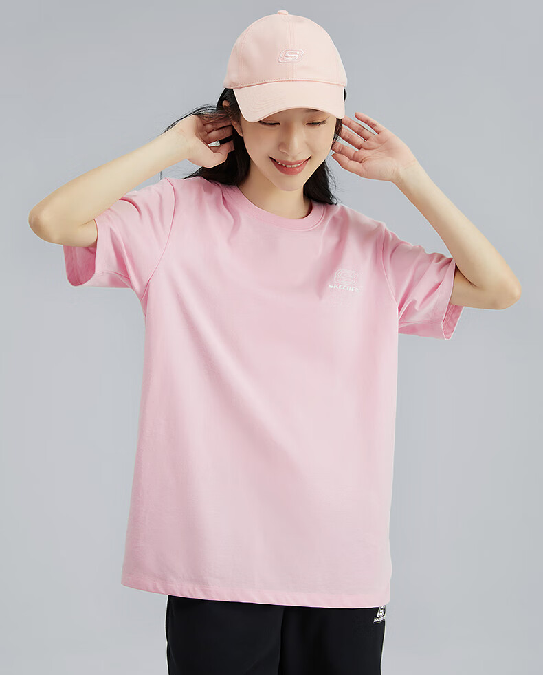 Skechers Summer Unisex Couple Matching Colorful Series Breathable Moisture-Wicking Quick-Drying Cool Short Sleeve T-Shirt L223U165 5