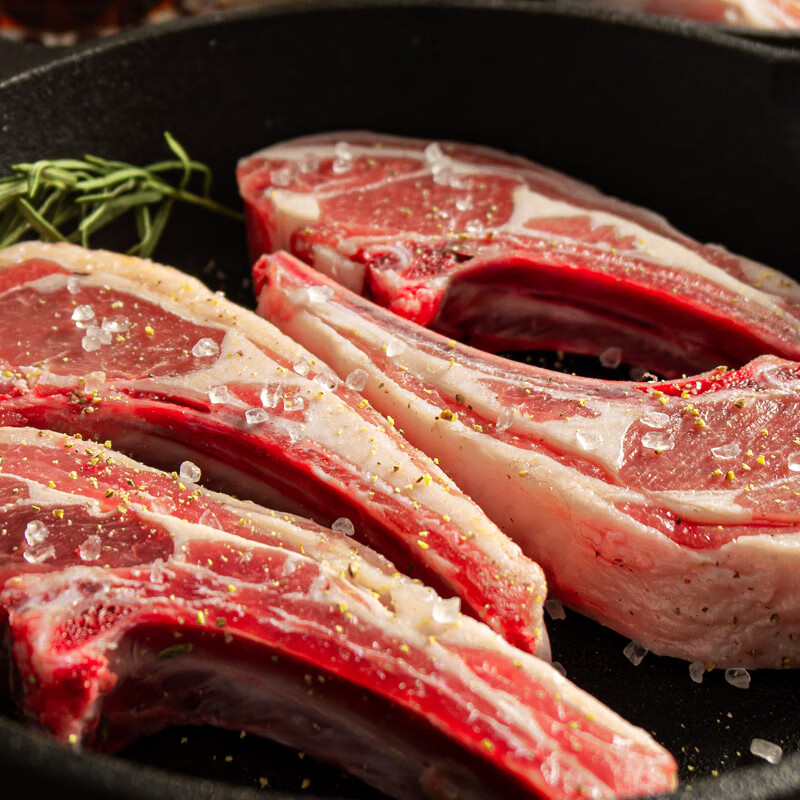 西鲜记宁夏盐池滩羊法式羔羊羊排原切净重1斤肩排附调料羊肉带骨羊排