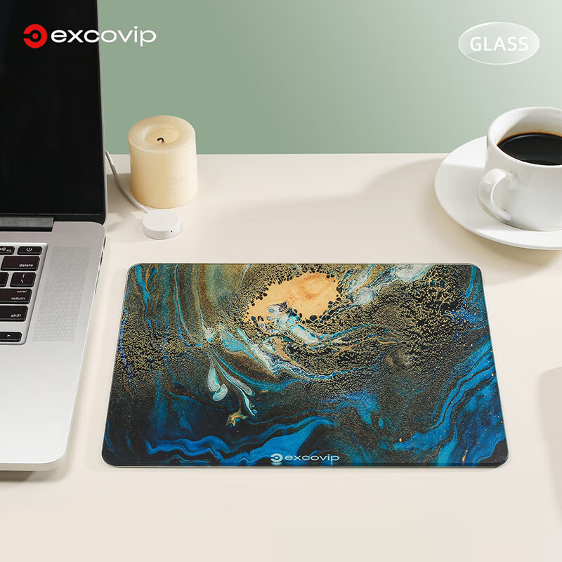 EXCO Glass Mouse Pad, Photovoltaic Professional E-Sports Gaming Mouse Pad, Hard Colorful Pad, Computer Office Laptop Small And Medium Size 250*200mm, Gold Marble 0094 11