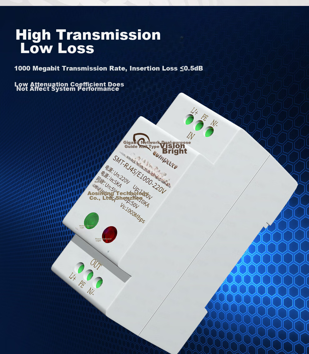 COMPCCTV Gigabit Rail Network Power Supply Two-In Surge Protector, Network Surge Protector Monitoring Power Supply Surge Protector Camera Lightning Arrester 7
