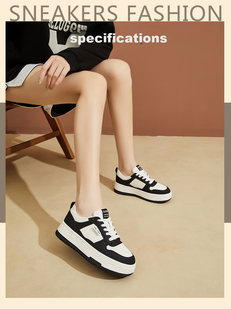 DAPHNE Women's Casual Shoes, Thick-Soled White Sneakers, Versatile Soft-Bottomed Comfortable Flat Shoes, Slimming Athletic Skateboard Shoes for Women, Milk Tea Color, Size 37 1