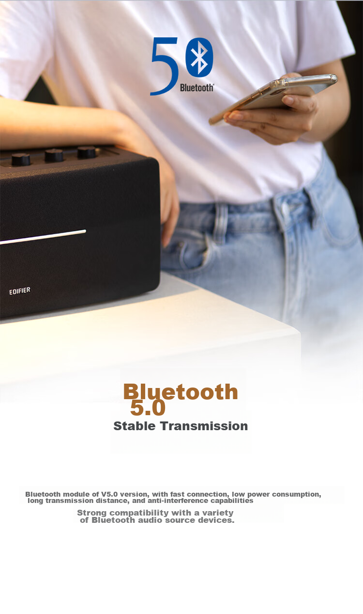 EDIFIER D12 2.0 Channel, Integrated Desktop Stereo Speaker, Wooden Computer Speakers, Bluetooth Speaker, Graduation Gift 8