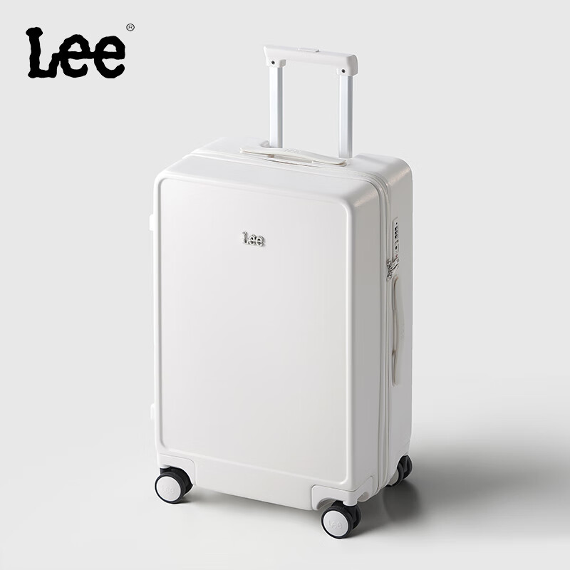 Lee High-Quality Zipper Suitcase for Women And Men, Student Spinner Luggage with Combination Lock, Ivory White, 24 Inches