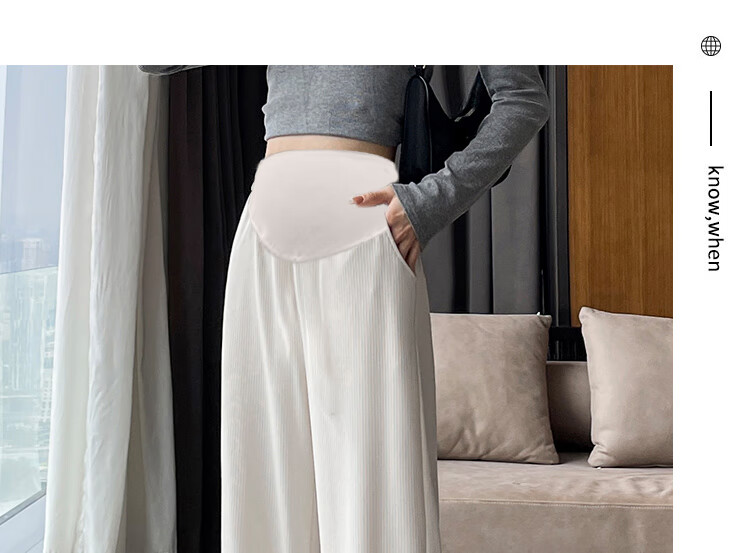 JOYNCLEON Maternity Pants Spring Summer Petite Casual Wide-Leg Leggings Outerwear Pants Beige 2XL Jyk86701 26