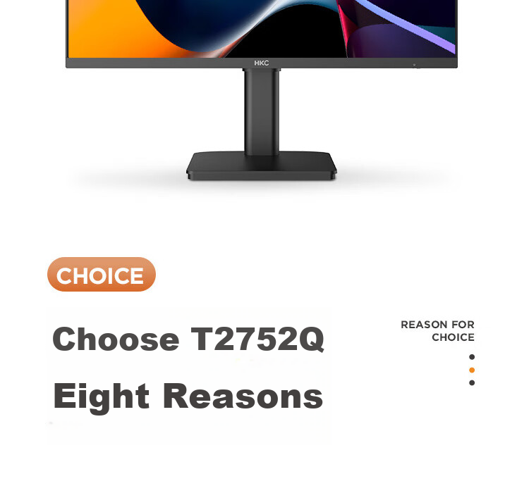 HKC 27-Inch 4K Ultra HD IPS Screen HDR400 Hardware Low Blue Light 95% P3 Wide Color Gamut 1.07 Billion Colors E-Book Design Office Rotatable Height-Adjustable Monitor T2752U 3