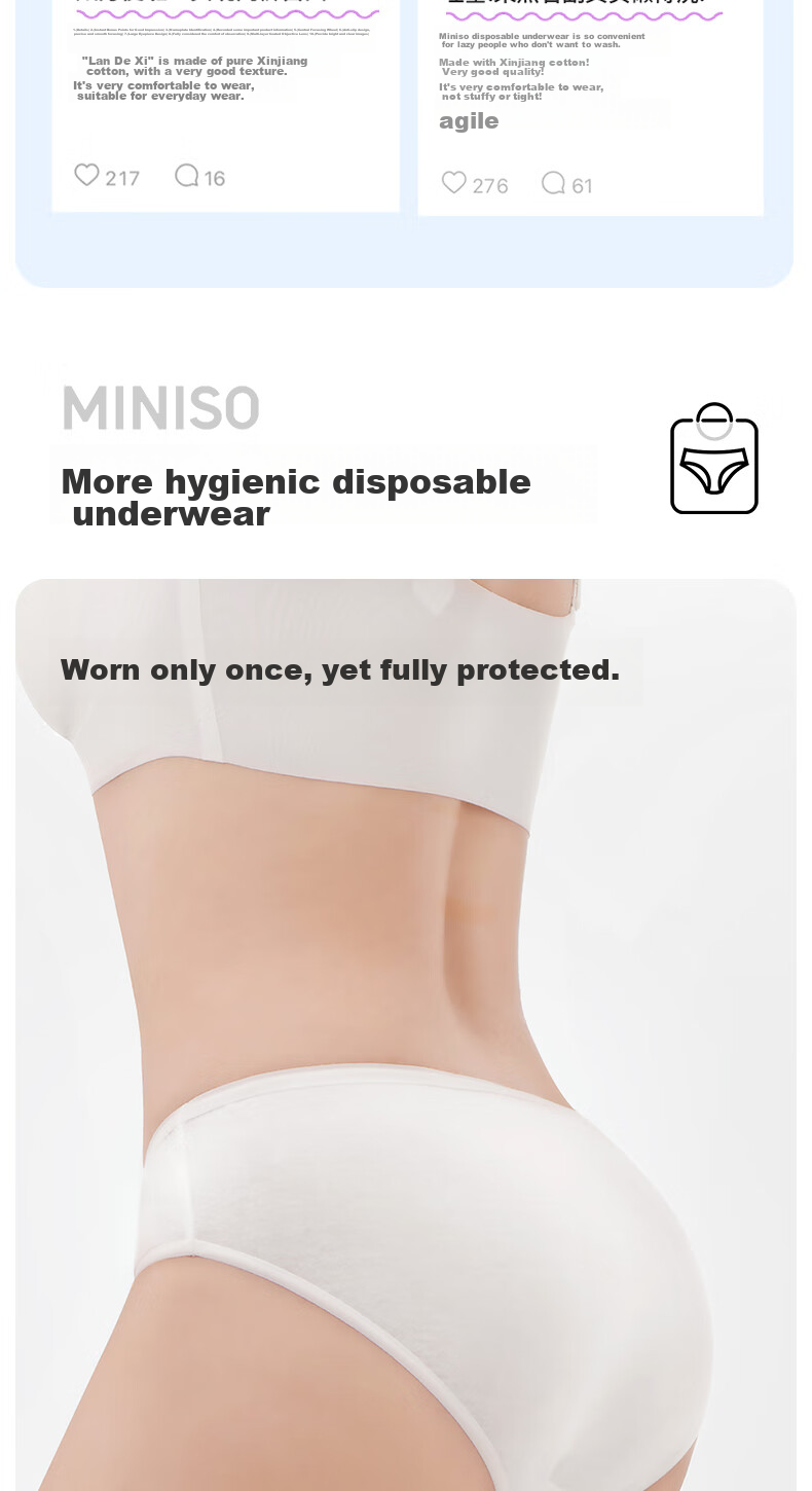 MINISO 7-Pack All-Cotton Disposable Underwear for Women *1 Pack Travel Business Trip Daily Disposable Holiday Outfit XL Size EO Sterilized 2