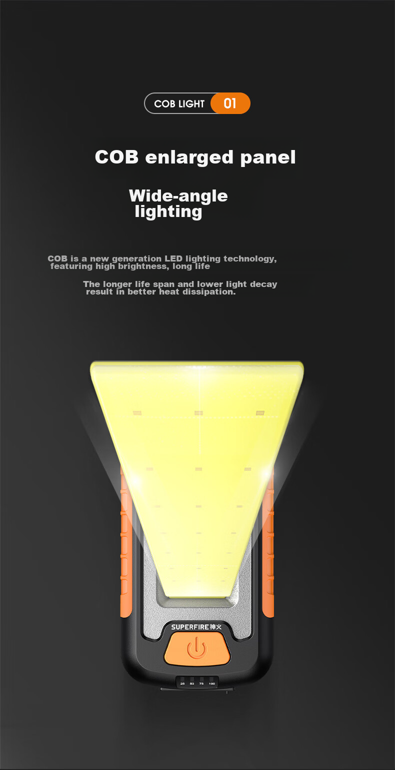 SupFire GJ01 Multifunctional Work Light with Magnet, Emergency Power Outage Car Repair Light, Rechargeable Outdoor Portable Flashlight 5