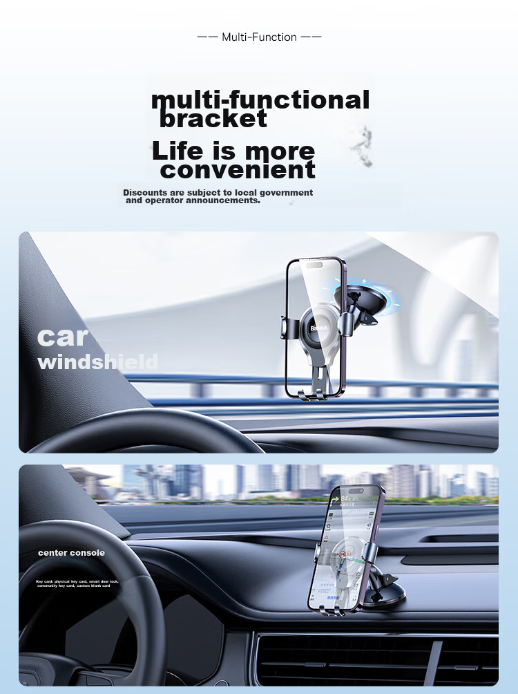 Baseus Car Phone Holder, Suction Cup Navigation Mount for Car Dashboard, Front Windshield And Center Console Holder 12